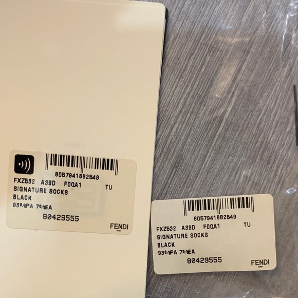 FENDI SIGNATURE SOCKS Sheer Patterned- Black BRAND NEW - Picture 7 of 7